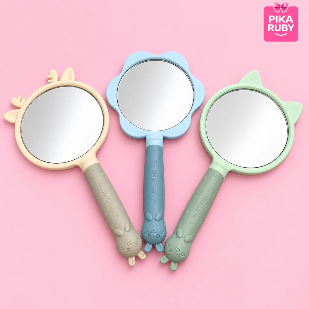 (ISI 12 PCS) CERMIN GAGANG KARAKTER LUCU / CERMIN TANGAN MAKEUP