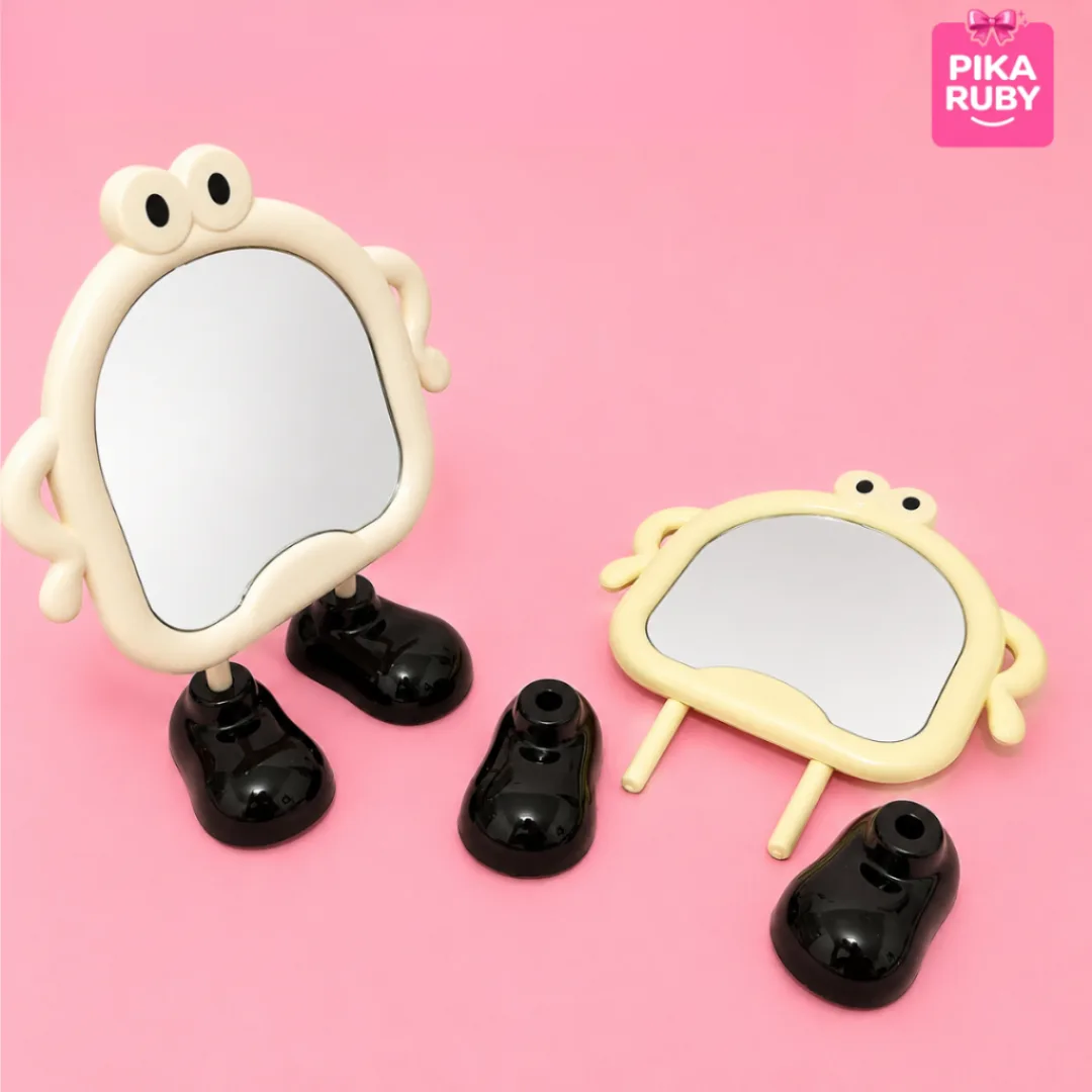 (ISI 12 PCS) CERMIN RIAS KAKI / CERMIN MAKE UP / CERMIN STANDING / KACA RIAS